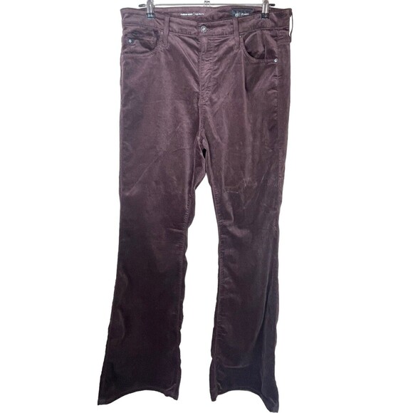 AG Adriano Goldschmied Farrah Boot Jeans Womens 32x32 Brown Velvet‎ High Rise - Picture 4 of 16
